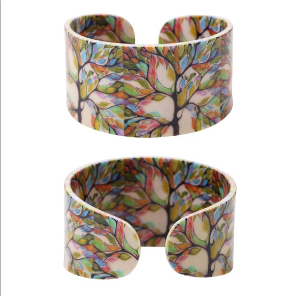 NEW Tree of Life Adjustable Acrylic Bangle Cuff - Picture 12 of 13
